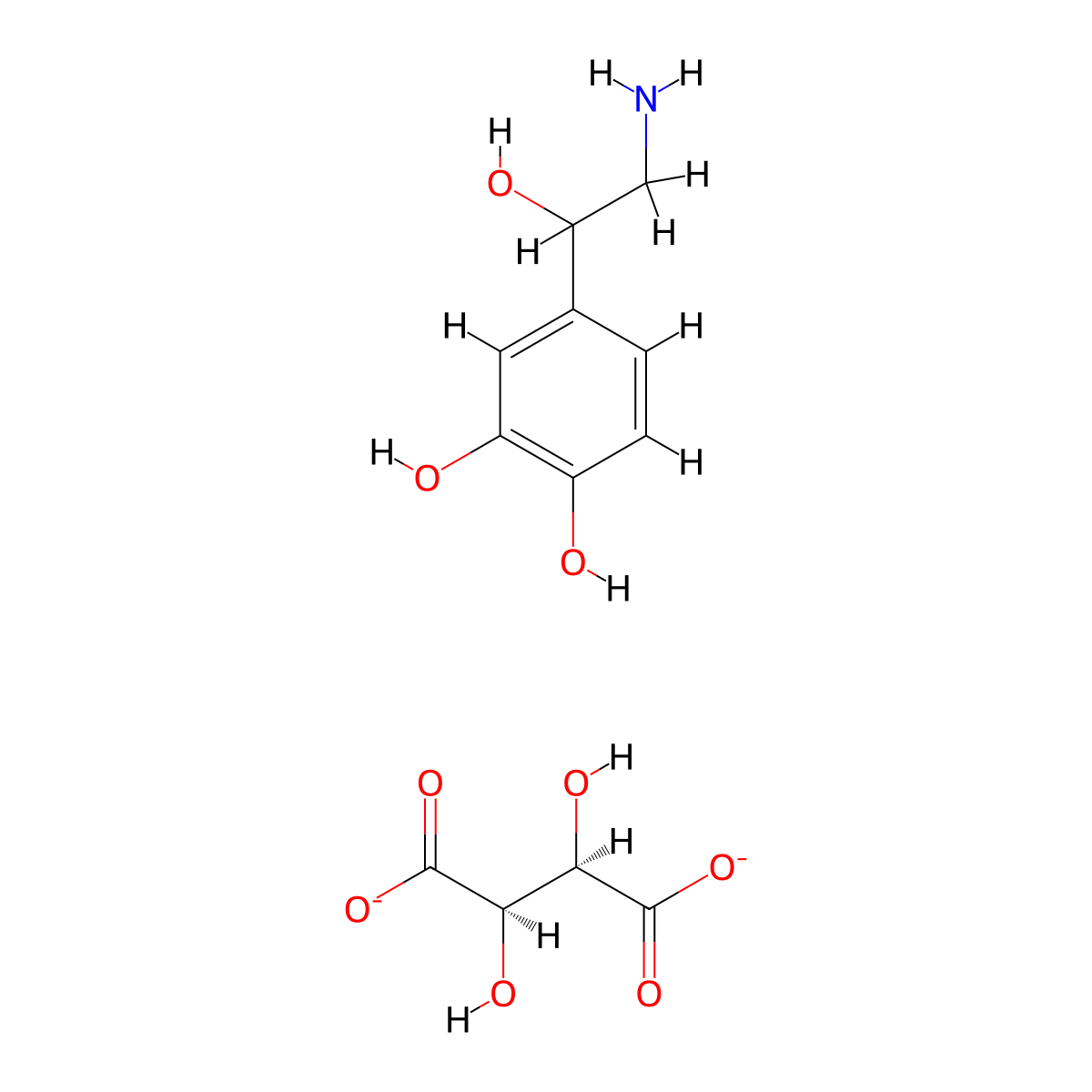Arterenol bitartrate molecular structure, CAS 3414-63-9