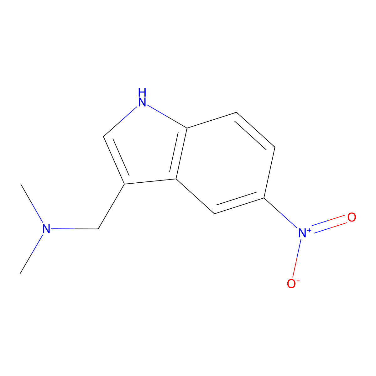 Indole, 3-((dimethylamino)methyl)-5-nitro- molecular structure, CAS 3414-64-0