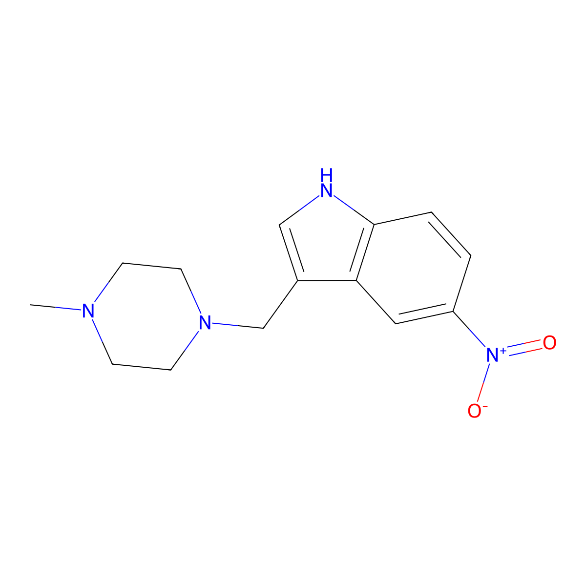 3-((4-Methylpiperazin-1-YL)methyl)-5-nitro-1H-indole molecular structure, CAS 3414-71-9