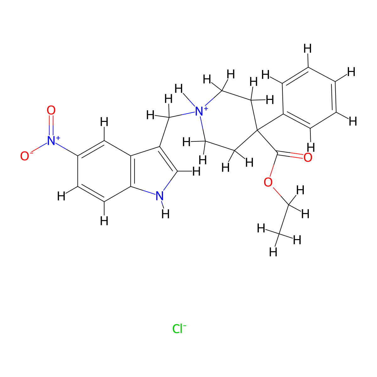 Isonipecotic acid, 1-(5-nitro-3-indolylmethyl)-4-phenyl-, ethyl ester, hydrochloride molecular structure, CAS 3414-73-1