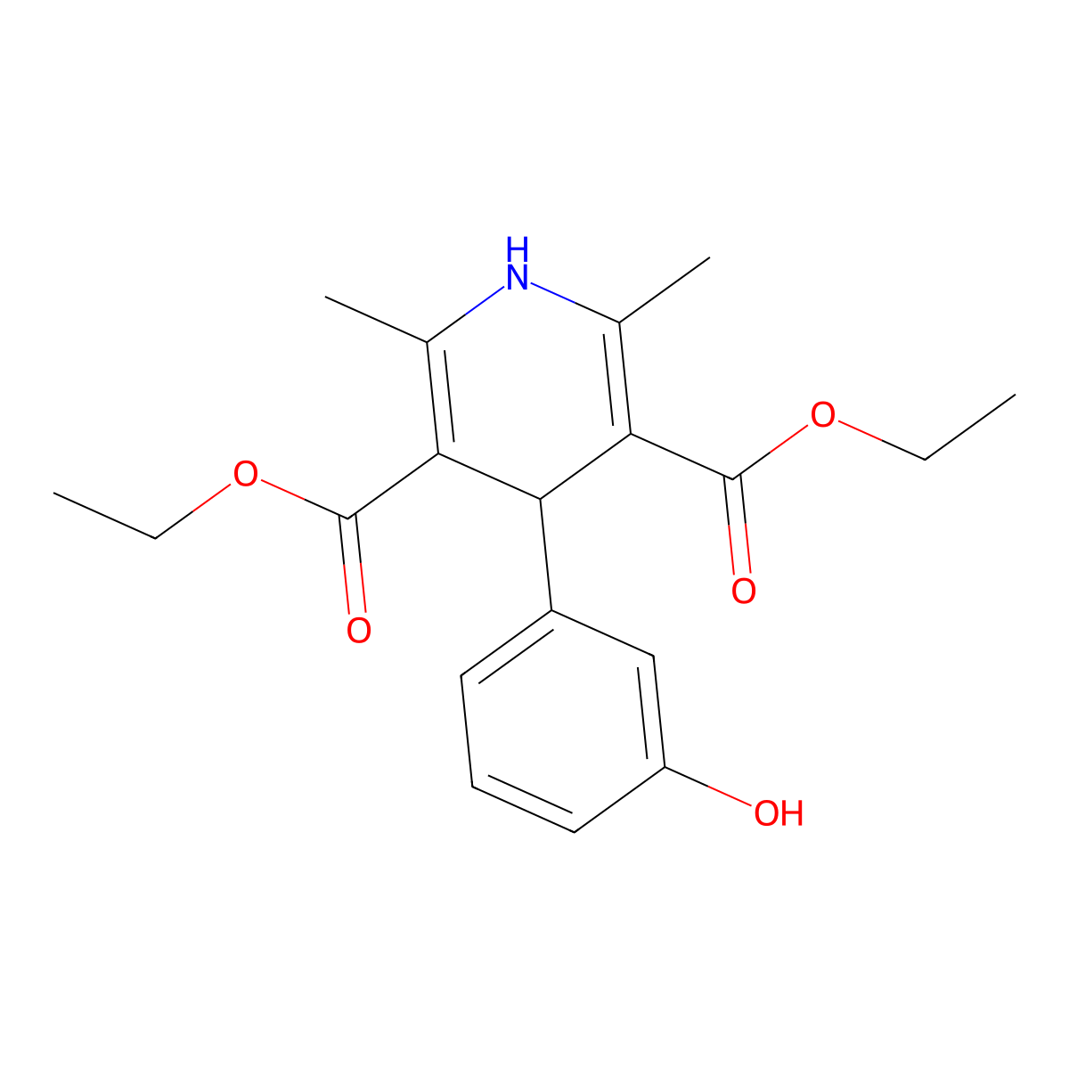 3,5-Diethyl 1,4-dihydro-4-(3-hydroxyphenyl)-2,6-dimethyl-3,5-pyridinedicarboxylate molecular structure, CAS 34148-68-0