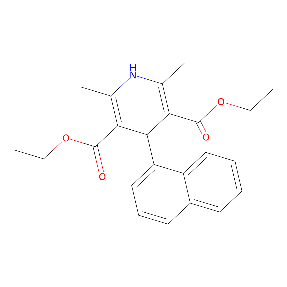 Diethyl 2,6-dimethyl-4-naphthalen-1-yl-1,4-dihydropyridine-3,5-dicarboxylate molecular structure, CAS 34148-71-5