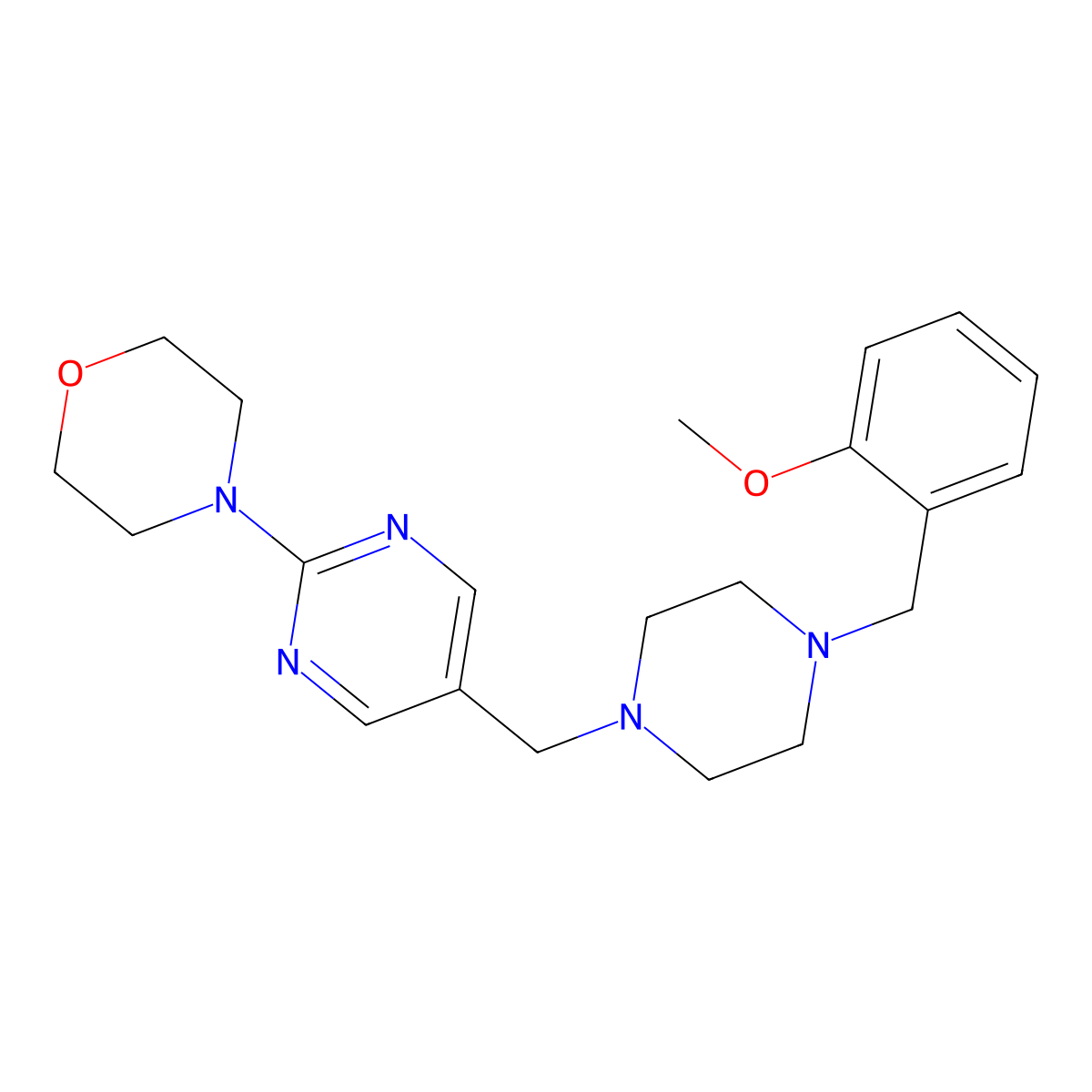 4-[5-[[4-[(2-Methoxyphenyl)methyl]piperazin-1-yl]methyl]pyrimidin-2-yl]morpholine molecular structure, CAS 34149-85-4