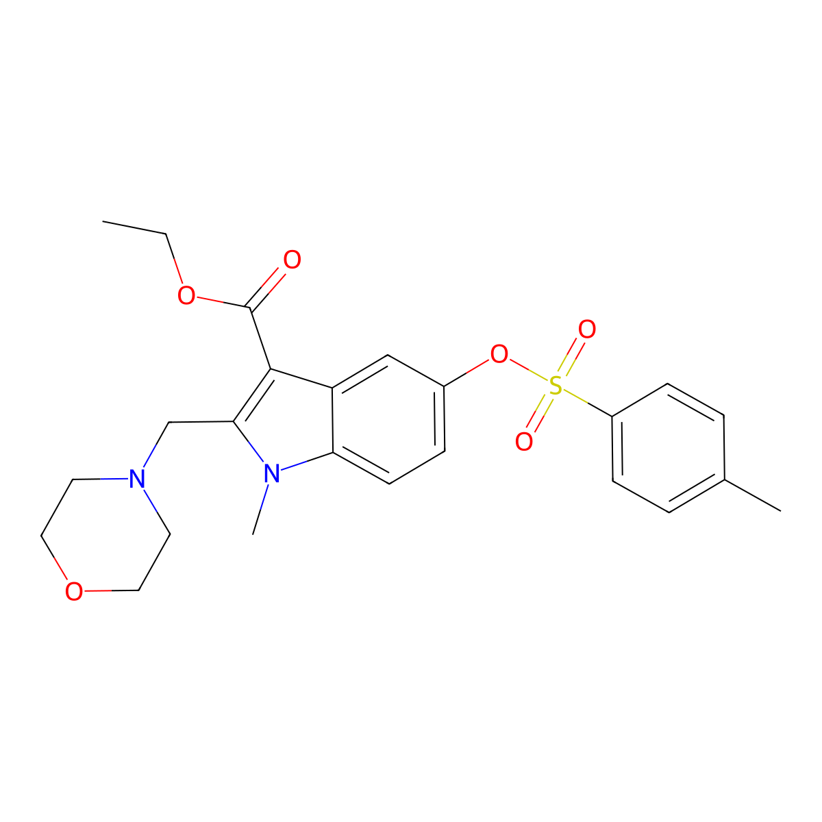 Ethyl 1-methyl-5-{[(4-methylphenyl)sulfonyl]oxy}-2-(morpholin-4-ylmethyl)-1h-indole-3-carboxylate molecular structure, CAS 341492-65-7