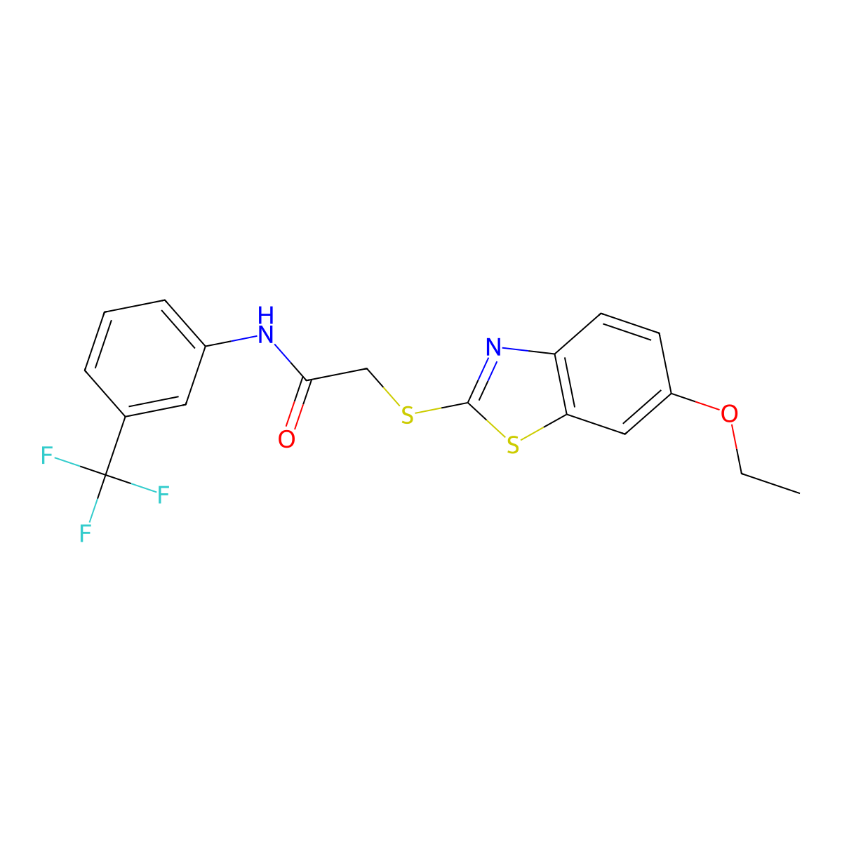 2-[(6-ethoxy-1,3-benzothiazol-2-yl)sulfanyl]-N-[3-(trifluoromethyl)phenyl]acetamide molecular structure, CAS 341493-31-0