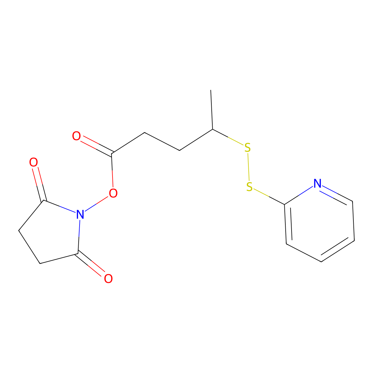 N-succinimidyl 4-(2-pyridyldithio)pentanoate molecular structure, CAS 341498-08-6