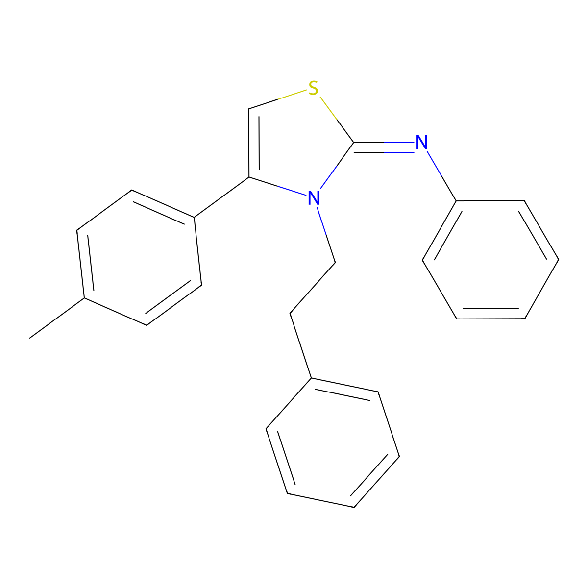 N-[(2Z)-4-(4-methylphenyl)-3-(2-phenylethyl)-1,3-thiazol-2(3H)-ylidene]aniline molecular structure, CAS 341498-87-1