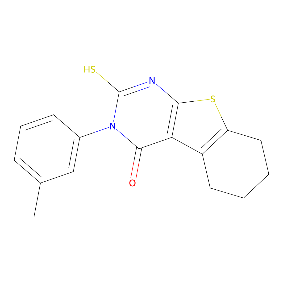 3-(3-methylphenyl)-2-sulfanyl-5,6,7,8-tetrahydro[1]benzothieno[2,3-d]pyrimidin-4(3H)-one molecular structure, CAS 341499-06-7