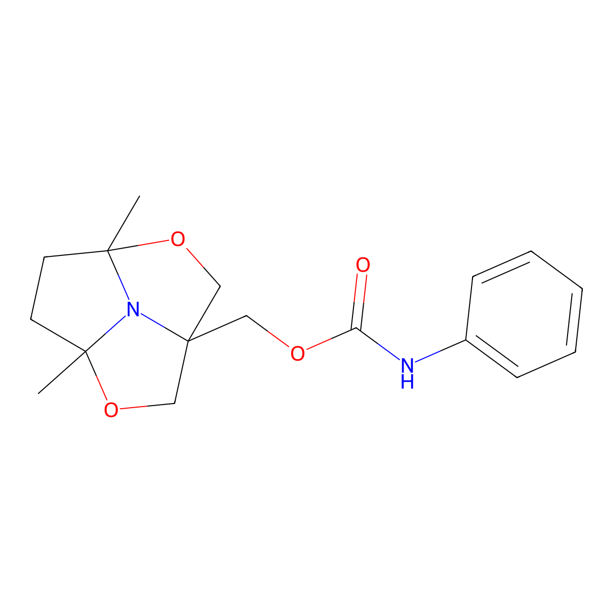 (4a,6a-dimethyltetrahydro-2H-1,4-dioxa-6b-azacyclopenta[cd]pentalen-2a(3H)-yl)methyl phenylcarbamate molecular structure, CAS 341500-48-9