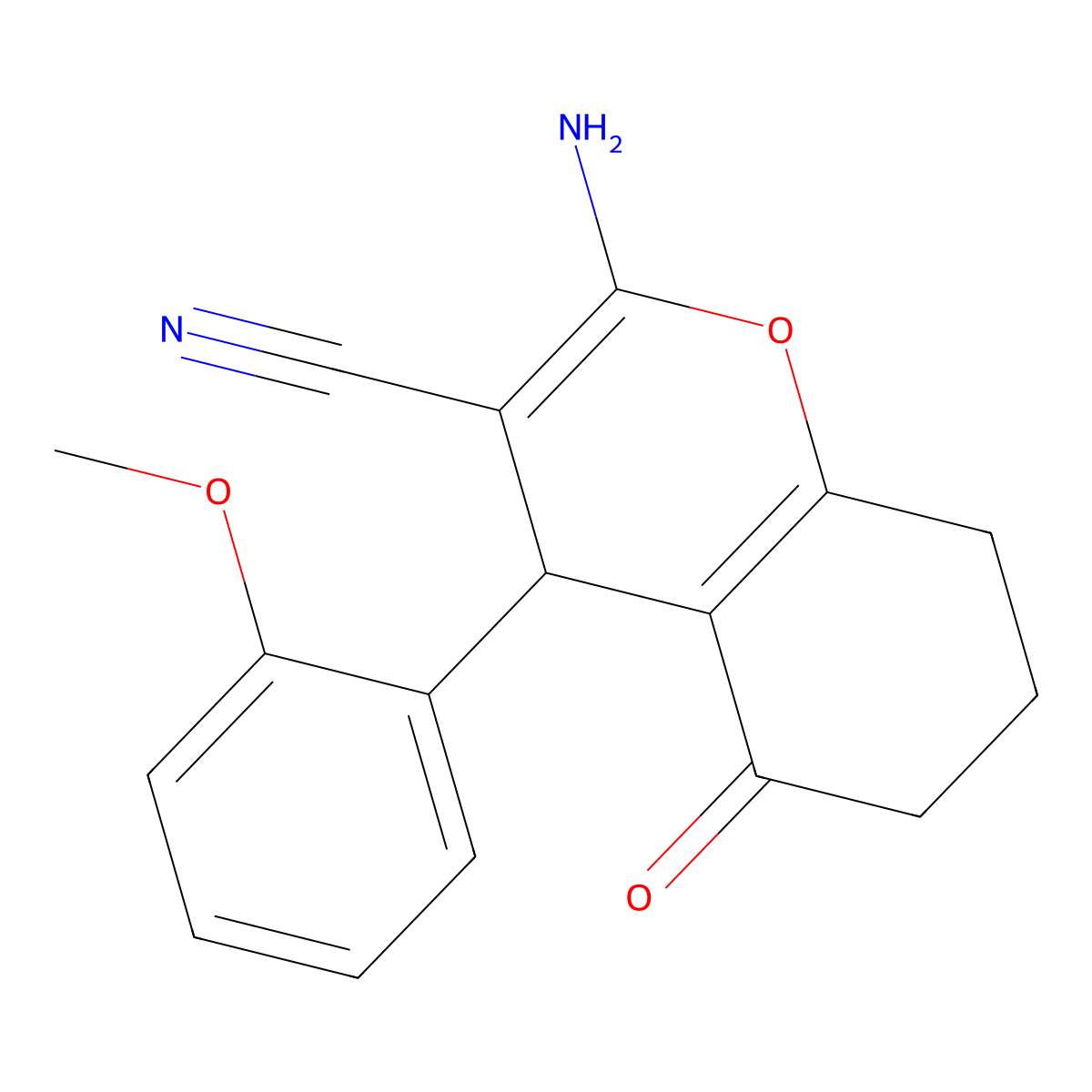 2-amino-4-(2-methoxyphenyl)-5-oxo-5,6,7,8-tetrahydro-4H-chromene-3-carbonitrile molecular structure, CAS 341500-92-3
