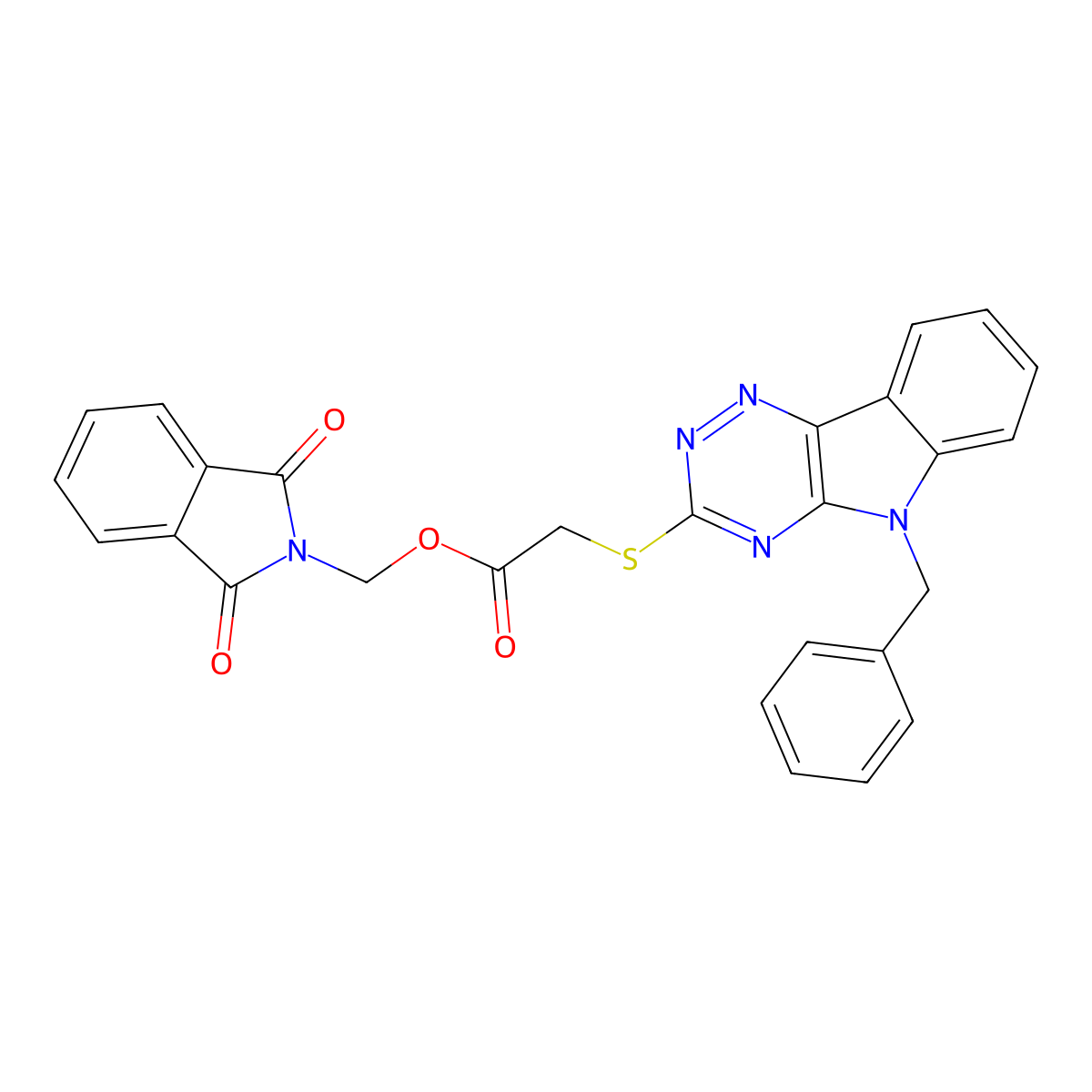 (1,3-dioxo-1,3-dihydro-2H-isoindol-2-yl)methyl [(5-benzyl-5H-[1,2,4]triazino[5,6-b]indol-3-yl)sulfanyl]acetate molecular structure, CAS 341501-41-5