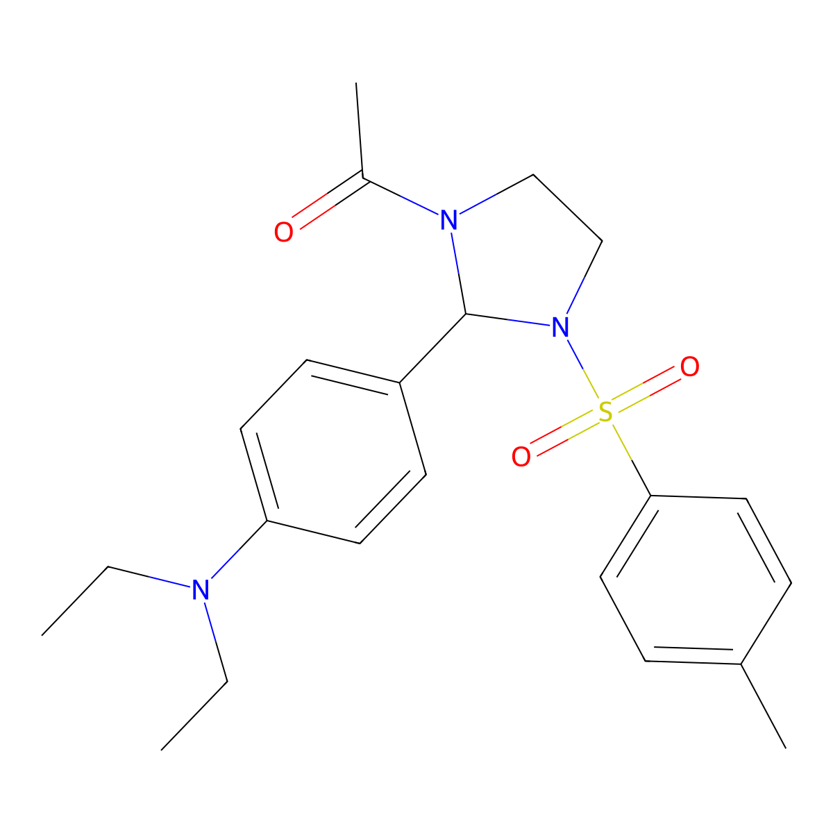 1-[2-[4-(Diethylamino)phenyl]-3-(4-methylphenyl)sulfonylimidazolidin-1-yl]ethanone molecular structure, CAS 341501-50-6