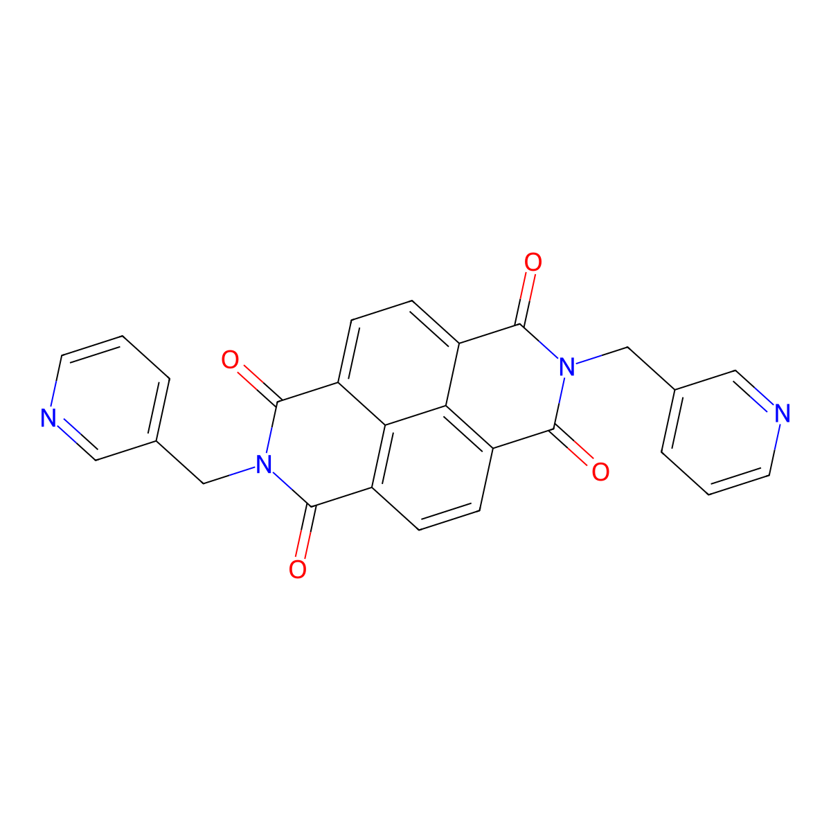 6,13-Bis[(pyridin-3-yl)methyl]-6,13-diazatetracyclo[6.6.2.0^{4,16}.0^{11,15}]hexadeca-1,3,8(16),9,11(15)-pentaene-5,7,12,14-tetrone molecular structure, CAS 34151-50-3