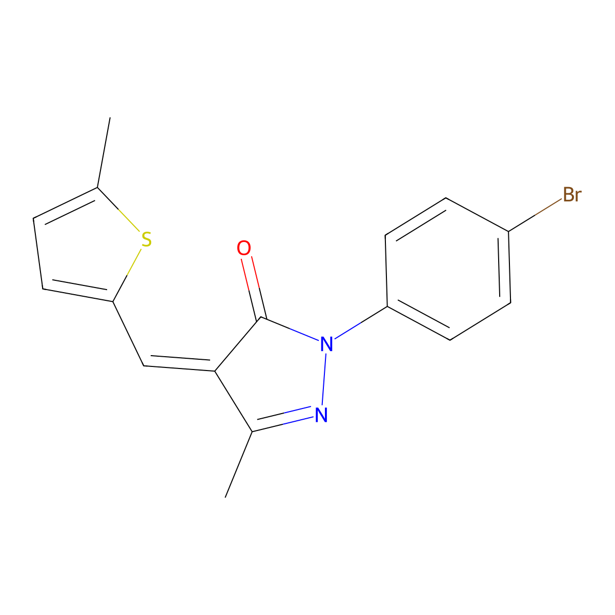 2-(4-Bromophenyl)-5-methyl-4-[(5-methylthiophen-2-yl)methylidene]-2,4-dihydro-3H-pyrazol-3-one molecular structure, CAS 341515-13-7