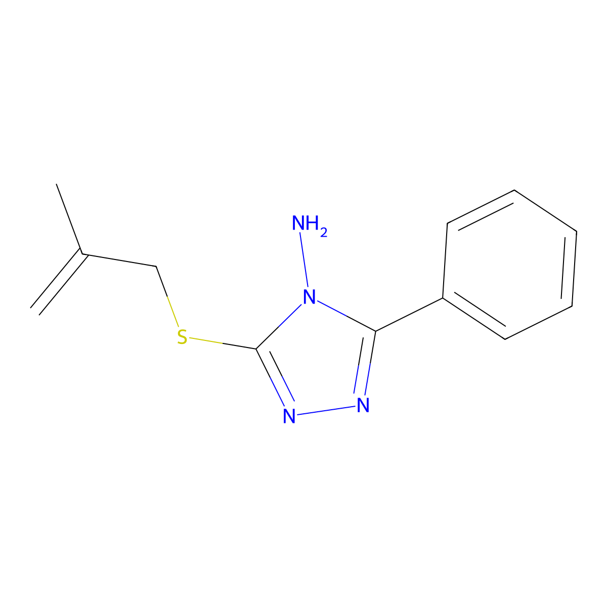 3-(2-Methylprop-2-enylthio)-5-phenyl-1,2,4-triazole-4-ylamine molecular structure, CAS 341520-14-7