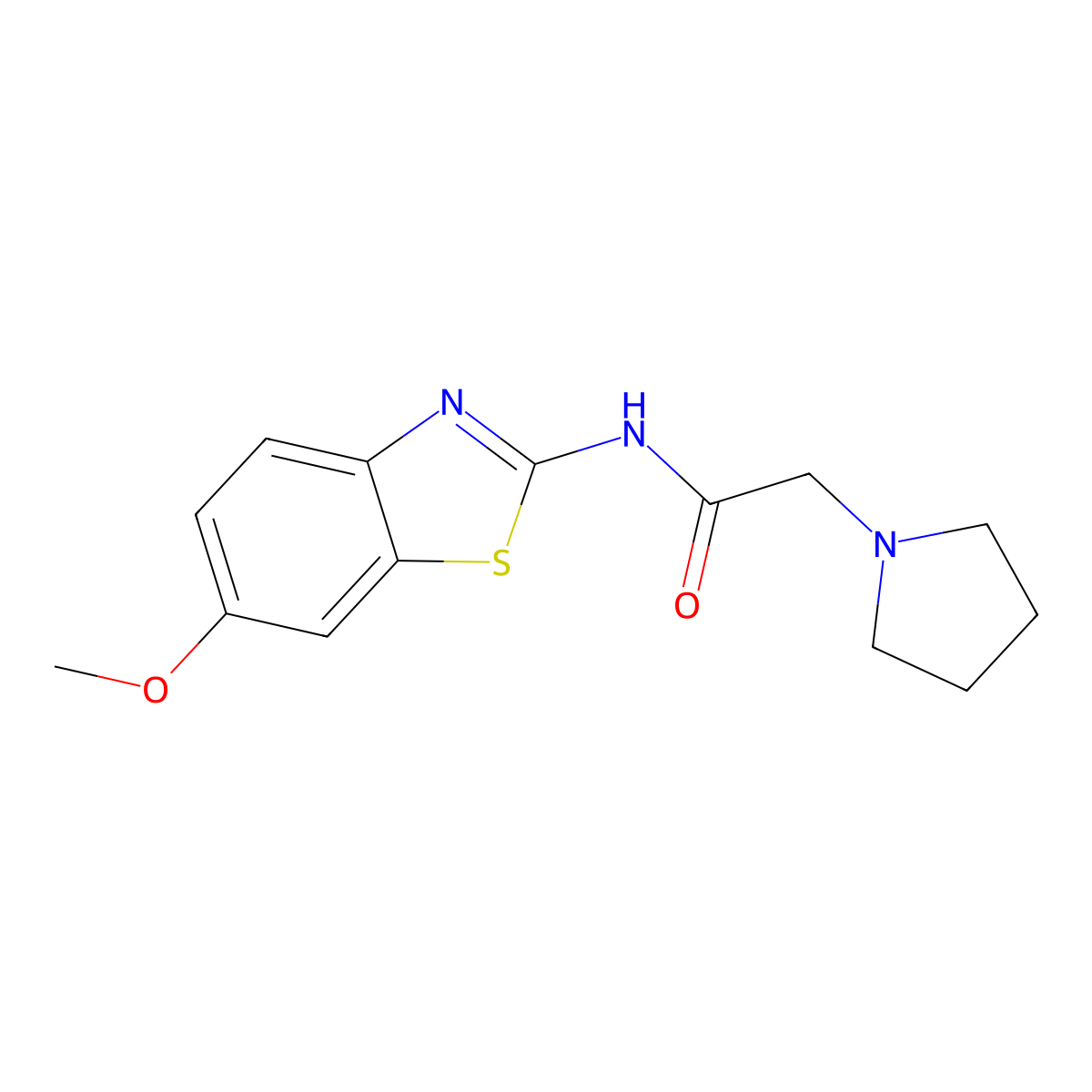 N-(6-methoxy-1,3-benzothiazol-2-yl)-2-pyrrolidin-1-ylacetamide molecular structure, CAS 341528-85-6