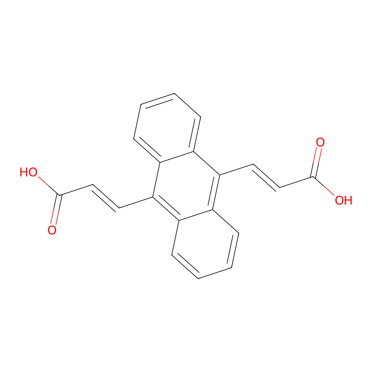(2E,2'E)-3,3'-(Anthracene-9,10-diyl)diacrylic acid molecular structure, CAS 341556-86-3