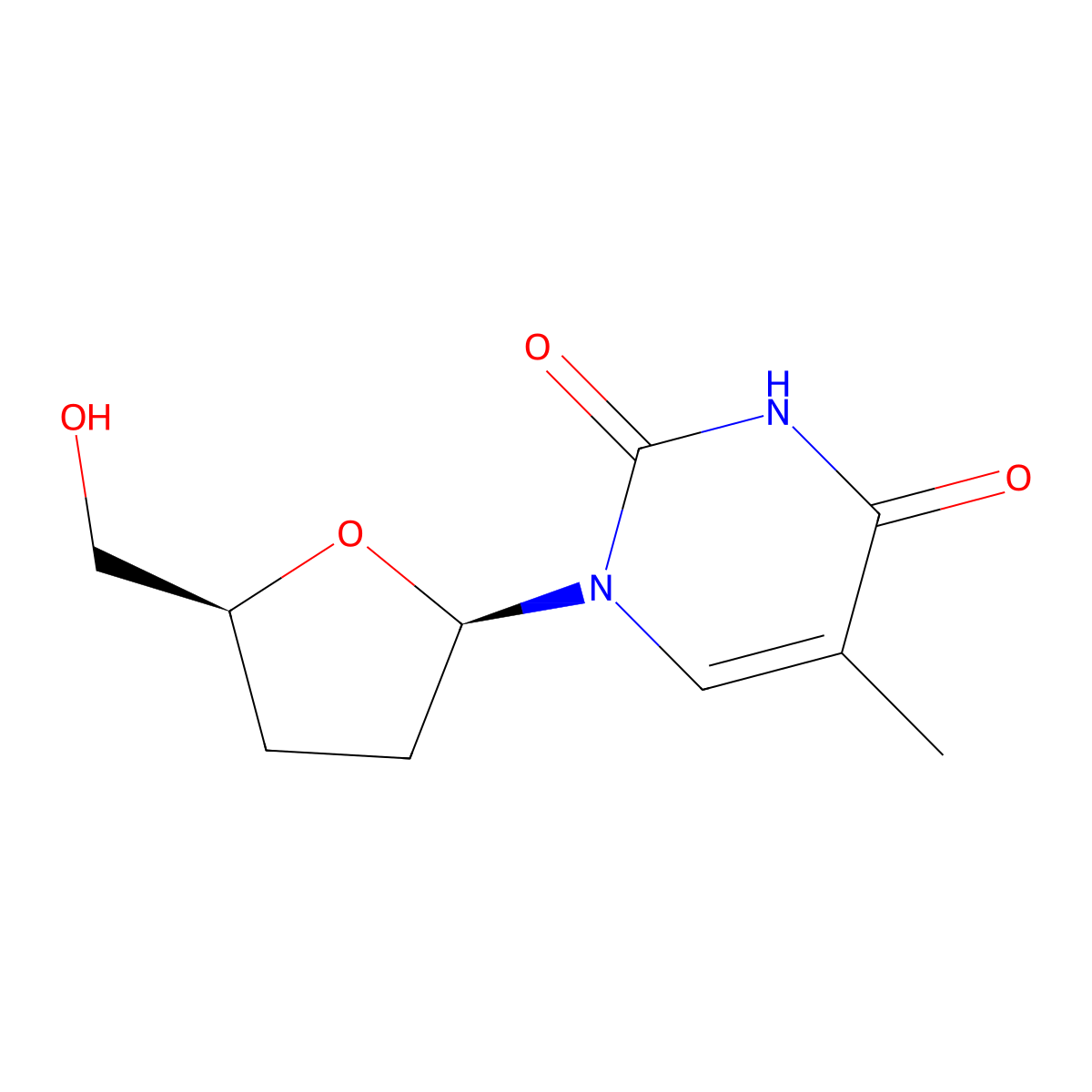 2',3'-Dideoxythymidine molecular structure, CAS 3416-05-5