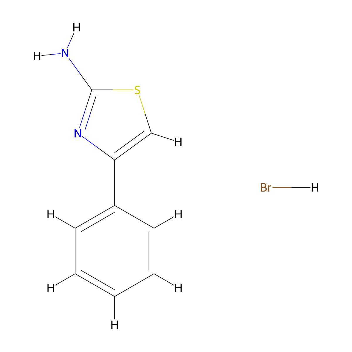 4-Phenylthiazol-2-amine monohydrobromide molecular structure, CAS 34161-31-4