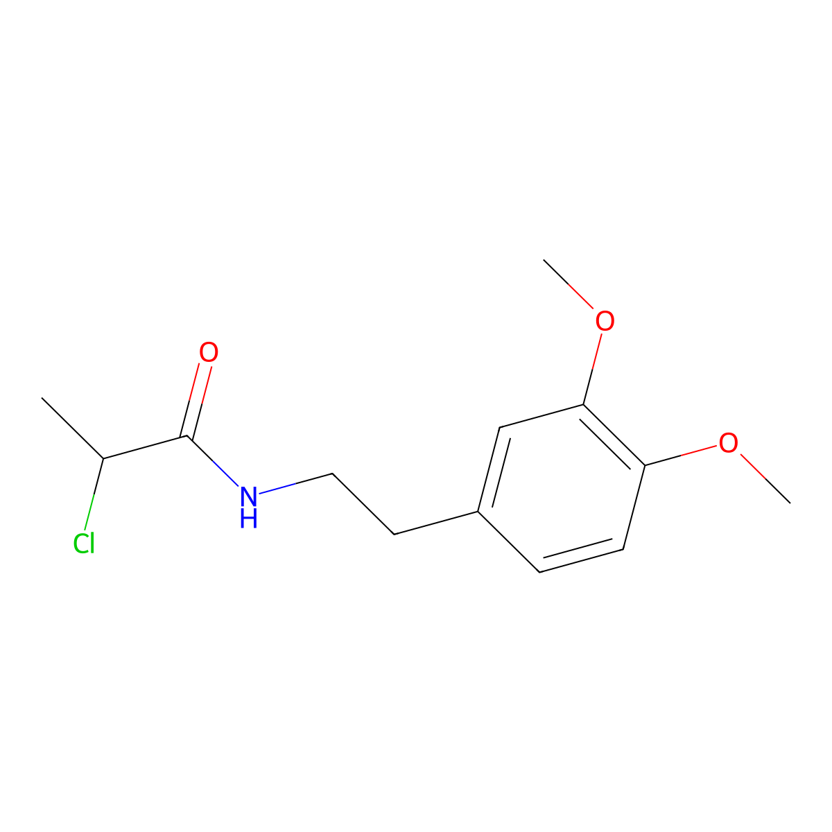 Propionamide, 2-chloro-N-(3,4-dimethoxyphenethyl)- molecular structure, CAS 34164-16-4