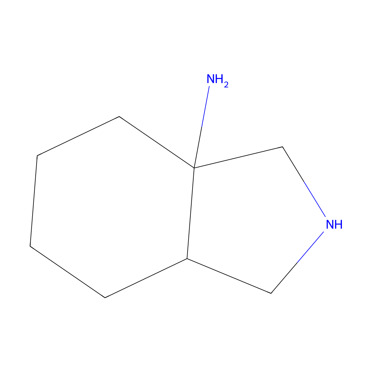 (3aS,7aS)-octahydro-1H-isoindol-3a-amine molecular structure, CAS 34168-34-8