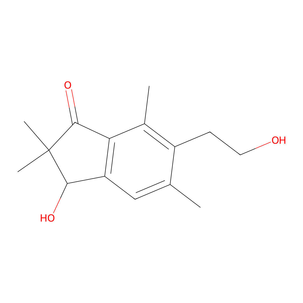 (3R)-2,3-Dihydro-3-hydroxy-6-(2-hydroxyethyl)-2,2,5,7-tetramethyl-1H-inden-1-one molecular structure, CAS 34169-70-5