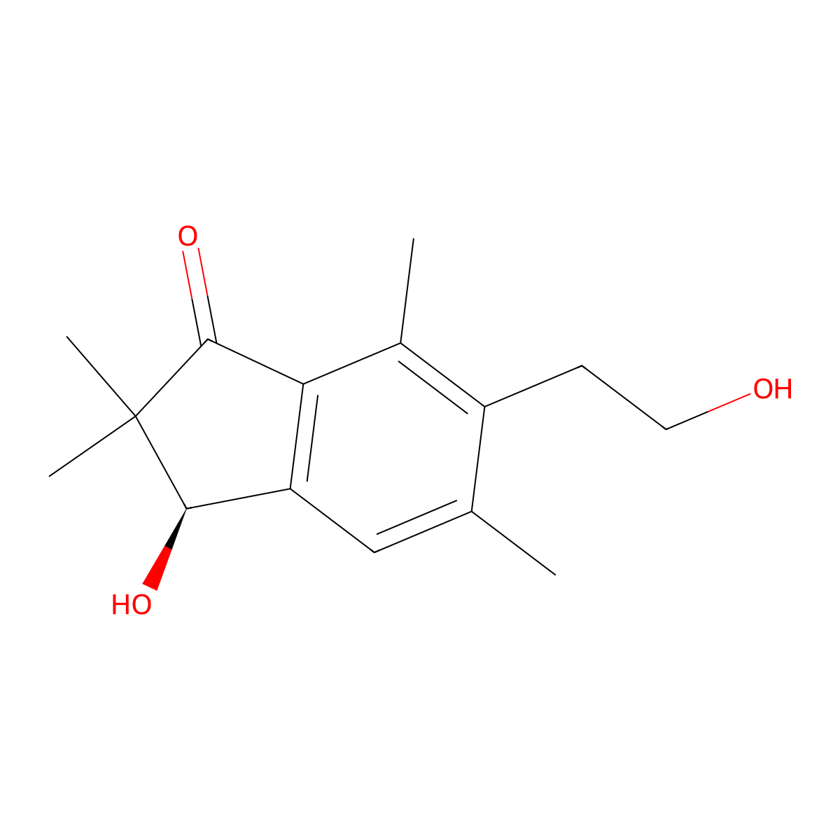 (3R)-2,3-Dihydro-3-hydroxy-6-(2-hydroxyethyl)-2,2,5,7-tetramethyl-1H-inden-1-one molecular structure, CAS 34169-70-5