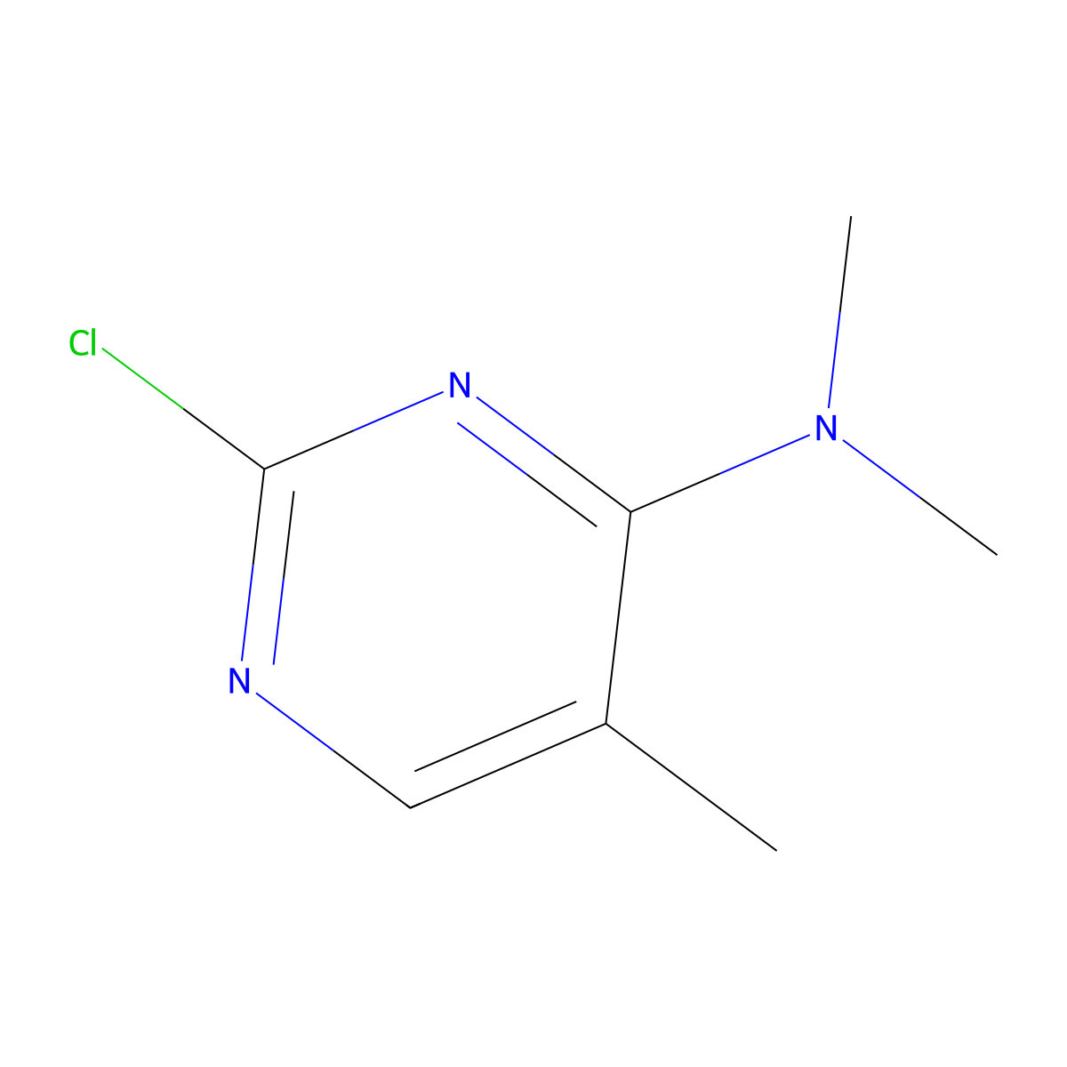 Pyrimidine, 2-chloro-4-(dimethylamino)-5-methyl- molecular structure, CAS 34171-43-2