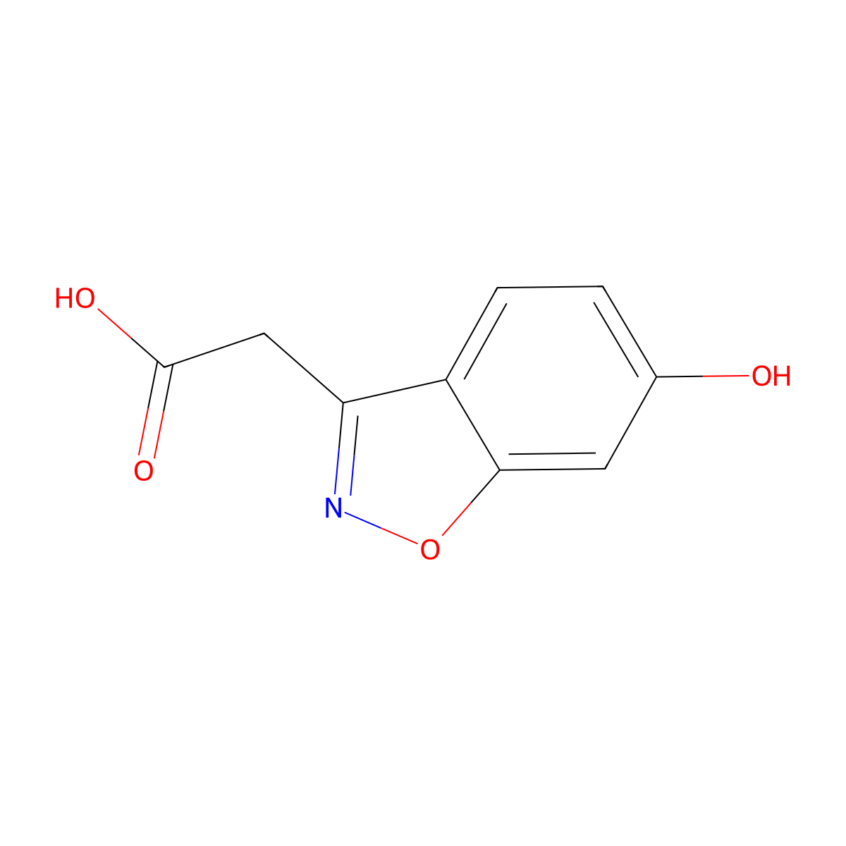 2-(6-Hydroxy-1,2-benzisoxazol-3-yl)acetic acid molecular structure, CAS 34173-06-3