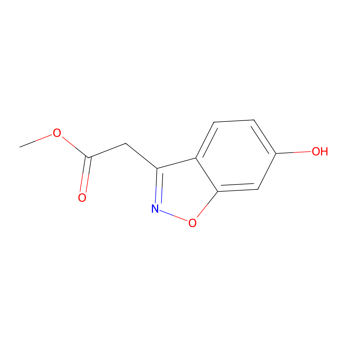 Methyl 2-(6-Hydroxy-1,2-benzisoxazol-3-yl)acetate molecular structure, CAS 34173-07-4