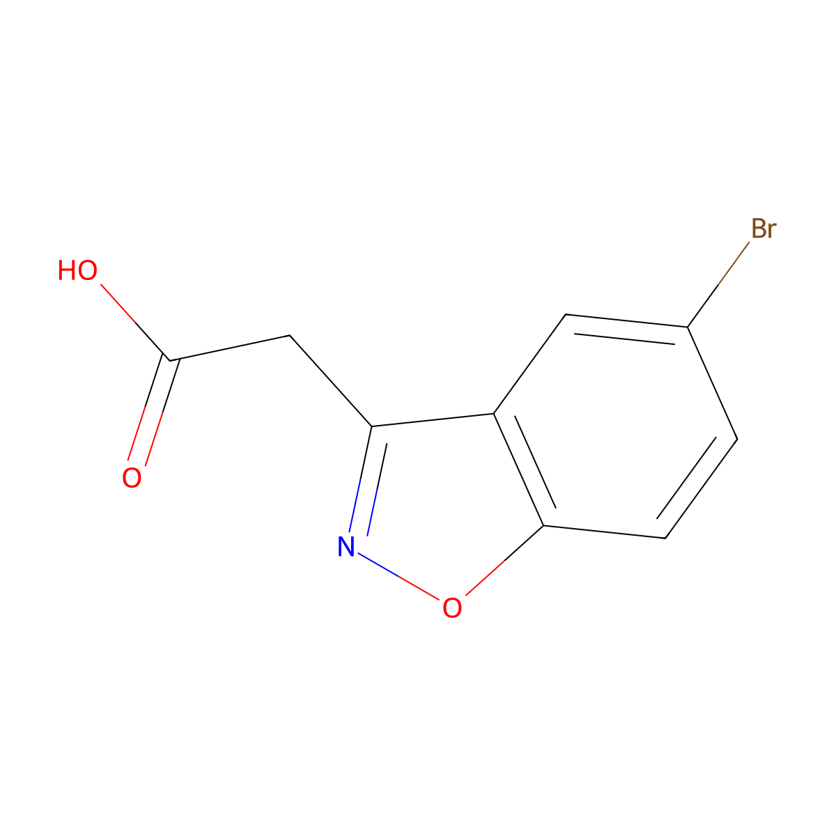2-(5-Bromo-1,2-benzoxazol-3-yl)acetic acid molecular structure, CAS 34173-12-1