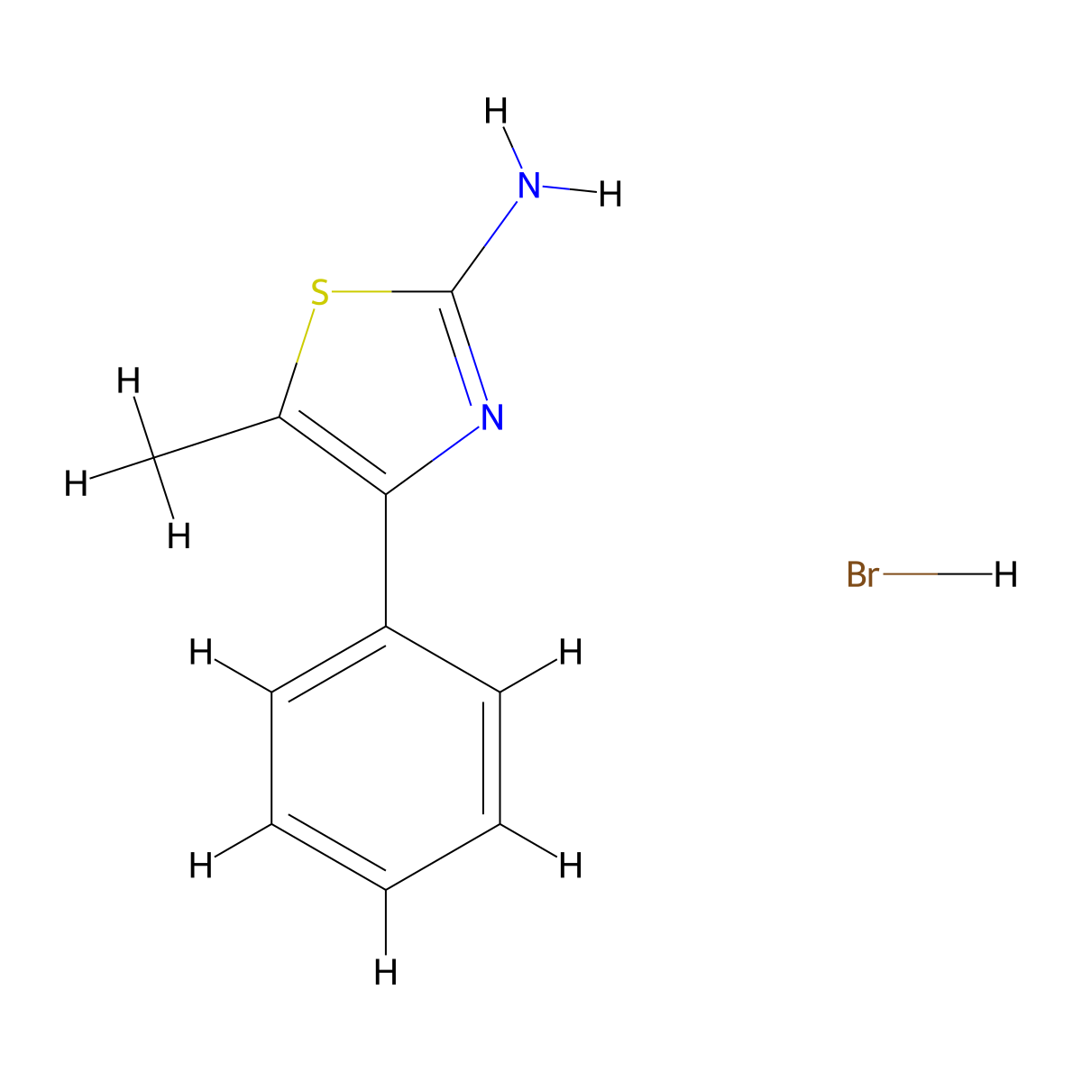 5-Methyl-4-phenyl-1,3-thiazol-2-amine hydrobromide molecular structure, CAS 34176-31-3