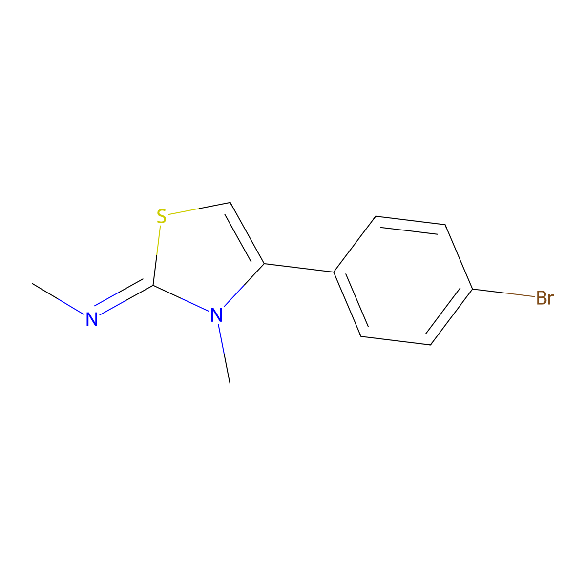4-(4-bromophenyl)-N,3-dimethyl-1,3-thiazol-2-imine molecular structure, CAS 34176-53-9
