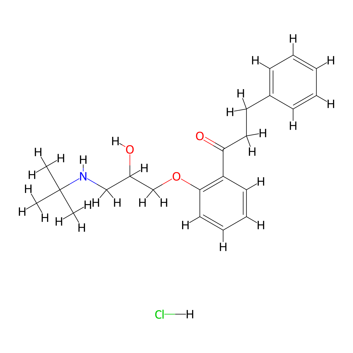 1-{2-[3-(Tert-butylamino)-2-hydroxypropoxy]phenyl}-3-phenyl-1-propanone hydrochloride molecular structure, CAS 34183-26-1