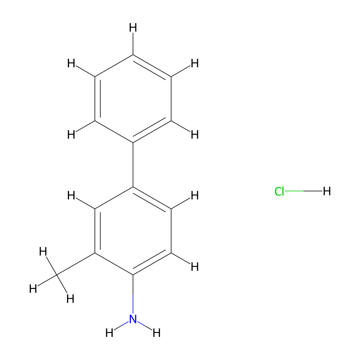 2-Methyl-4-phenylaniline hydrochloride molecular structure, CAS 3419-49-6