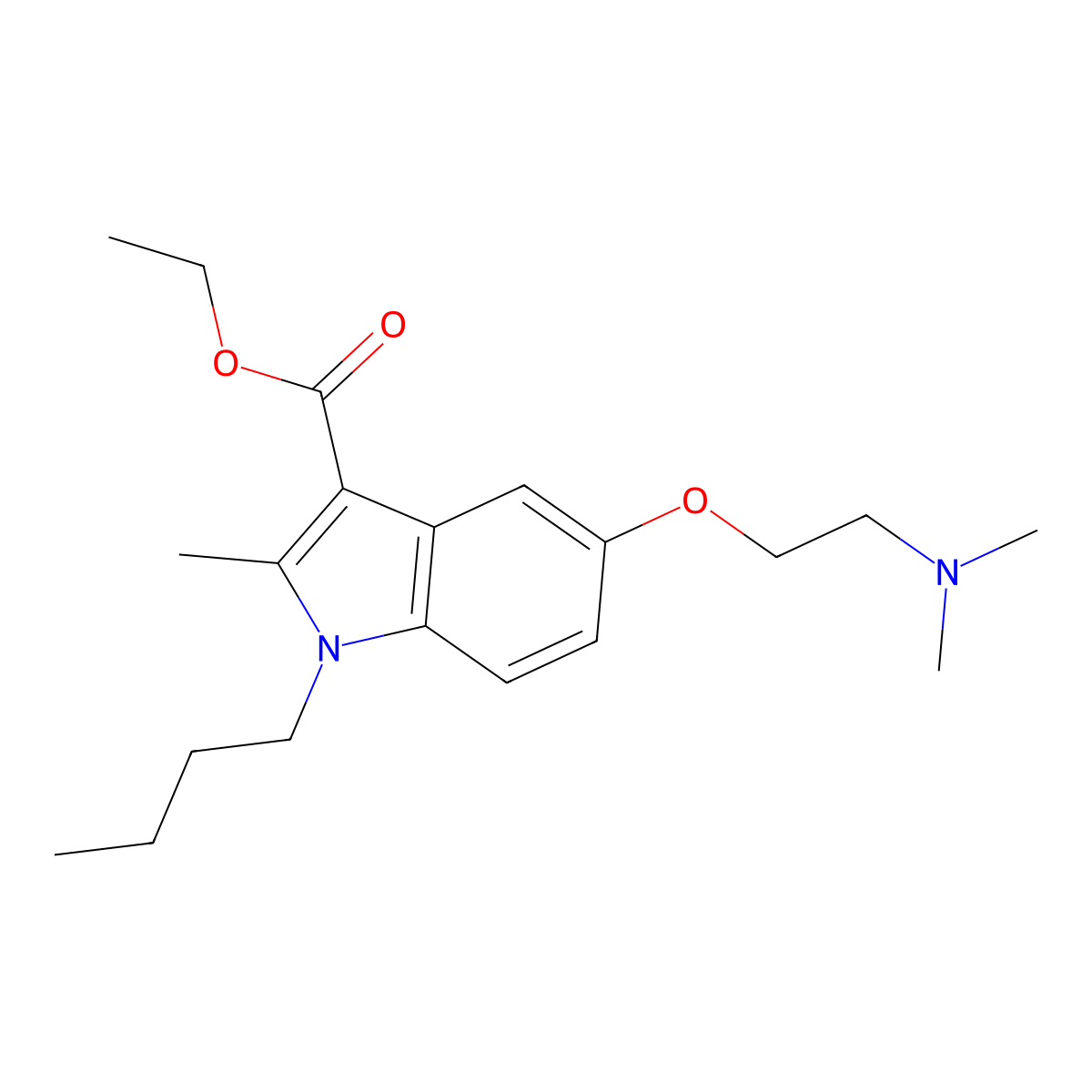 ethyl 1-butyl-5-(2-(dimethylamino)ethoxy)-2-methyl-1H-indole-3-carboxylate molecular structure, CAS 34192-66-0