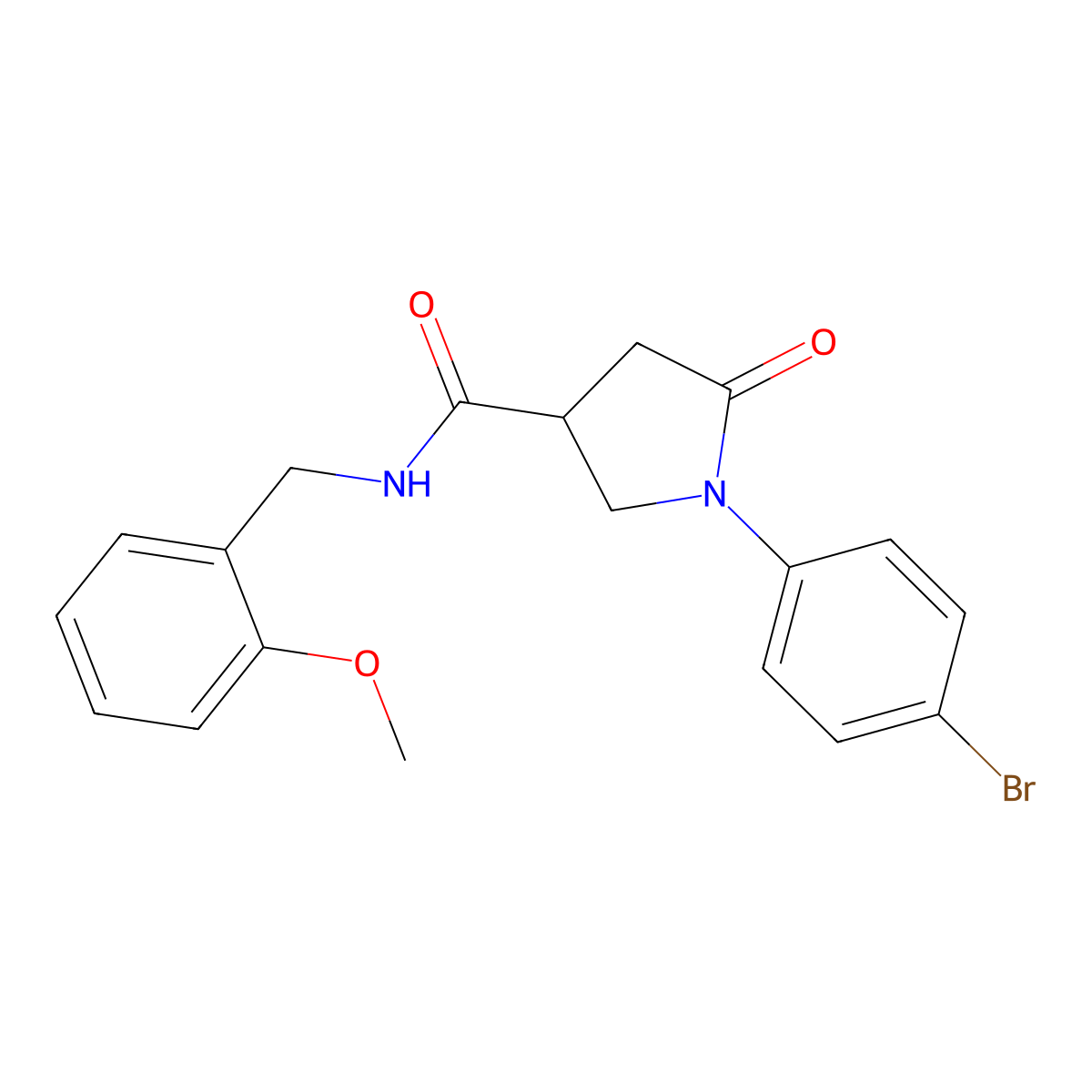 1-(4-bromophenyl)-N-[(2-methoxyphenyl)methyl]-5-oxopyrrolidine-3-carboxamide molecular structure, CAS 341926-43-0