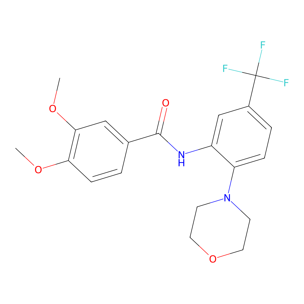 3,4-dimethoxy-N-[2-morpholin-4-yl-5-(trifluoromethyl)phenyl]benzamide molecular structure, CAS 341934-25-6