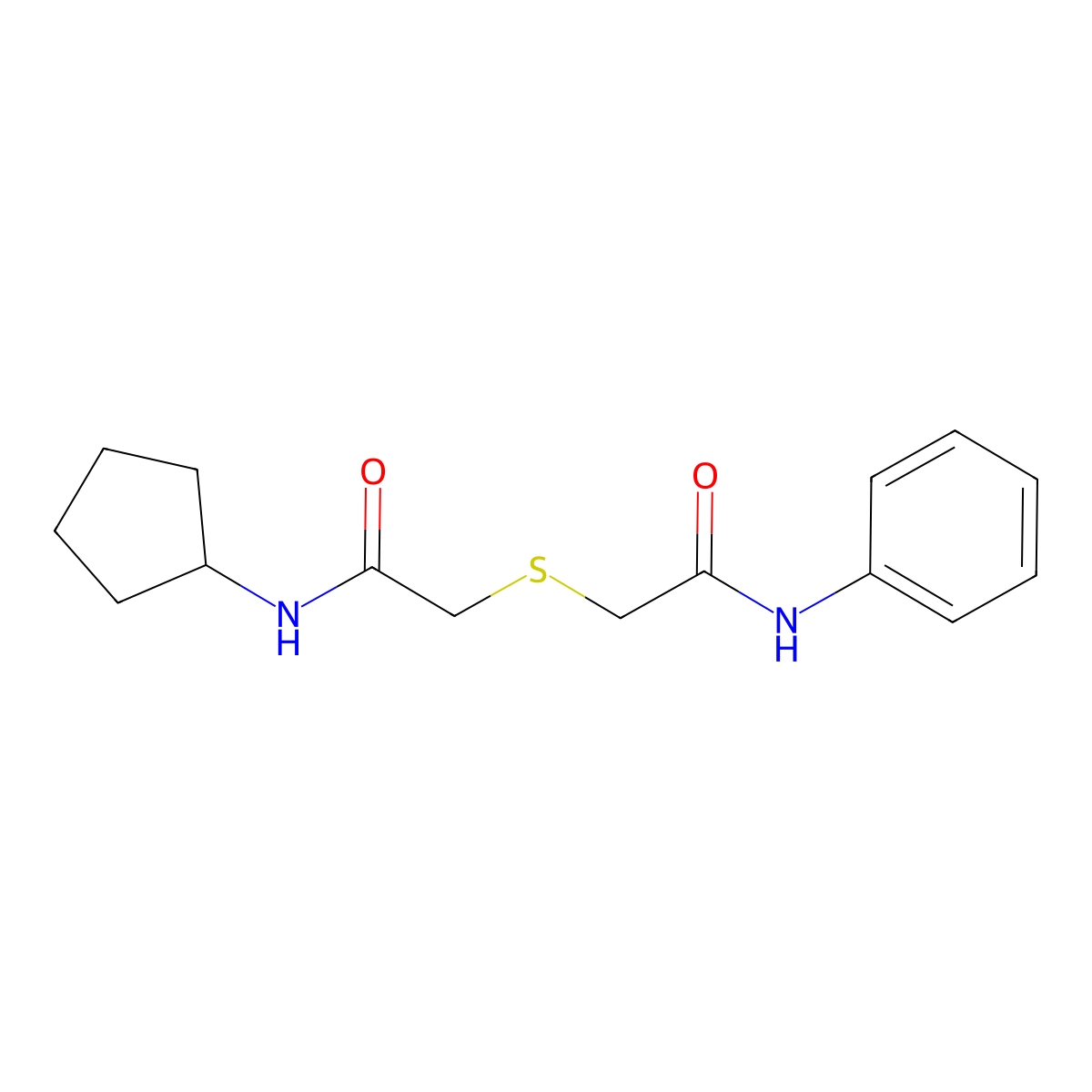2-(2-anilino-2-oxoethyl)sulfanyl-N-cyclopentylacetamide molecular structure, CAS 341936-60-5