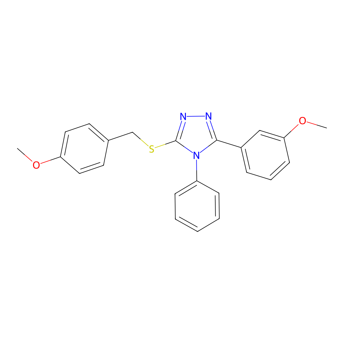 3-(3-Methoxyphenyl)-5-[(4-methoxyphenyl)methylsulfanyl]-4-phenyl-1,2,4-triazole molecular structure, CAS 341936-64-9