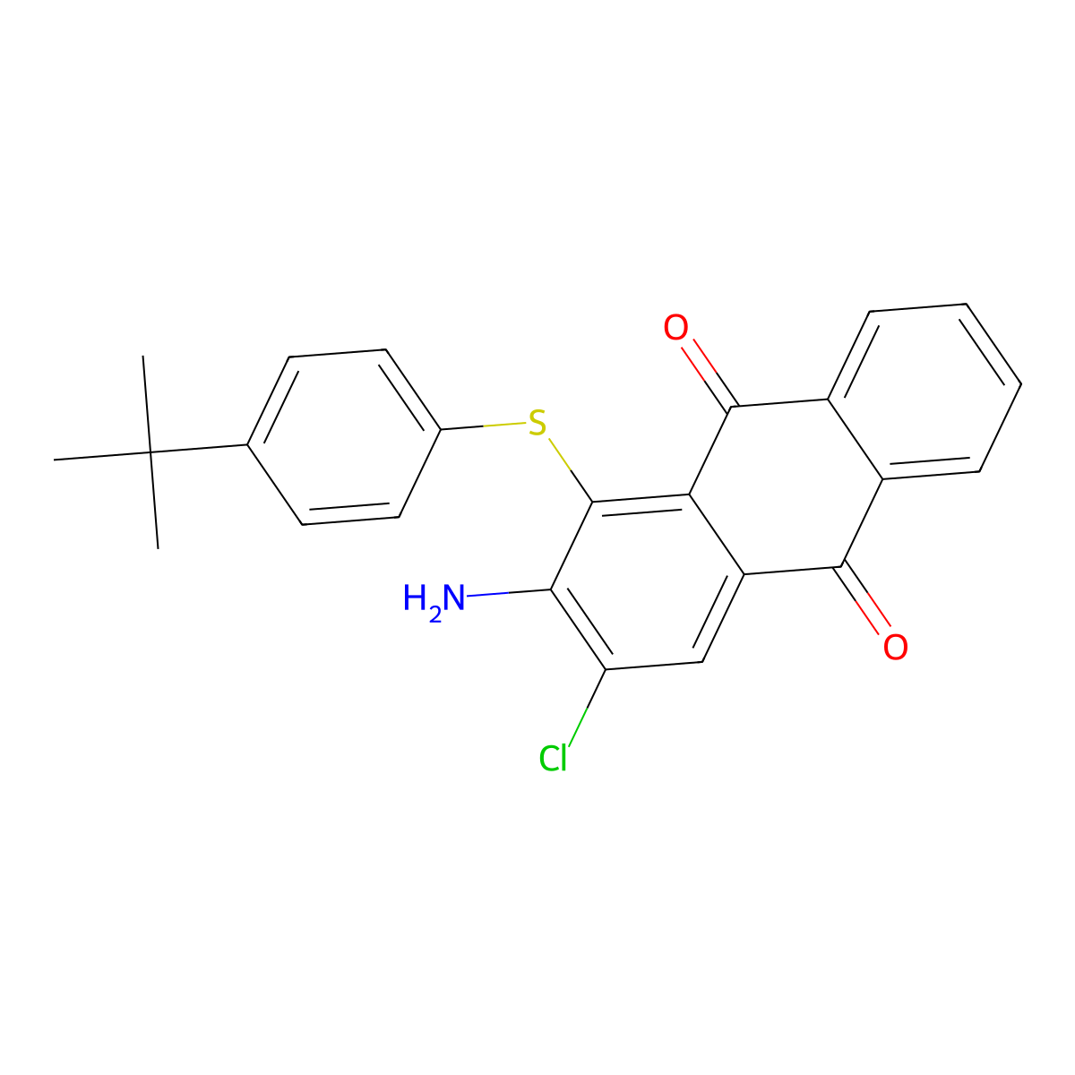 2-Amino-1-(4-tert-butylphenyl)sulfanyl-3-chloroanthracene-9,10-dione molecular structure, CAS 341937-45-9