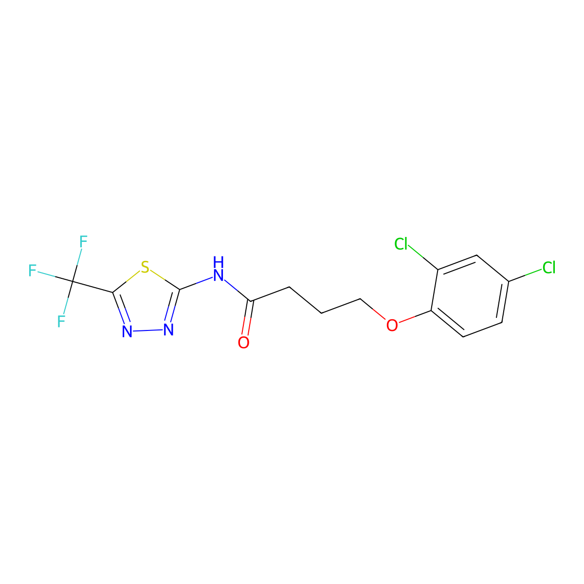 4-(2,4-dichlorophenoxy)-N-[5-(trifluoromethyl)-1,3,4-thiadiazol-2-yl]butanamide molecular structure, CAS 341938-89-4