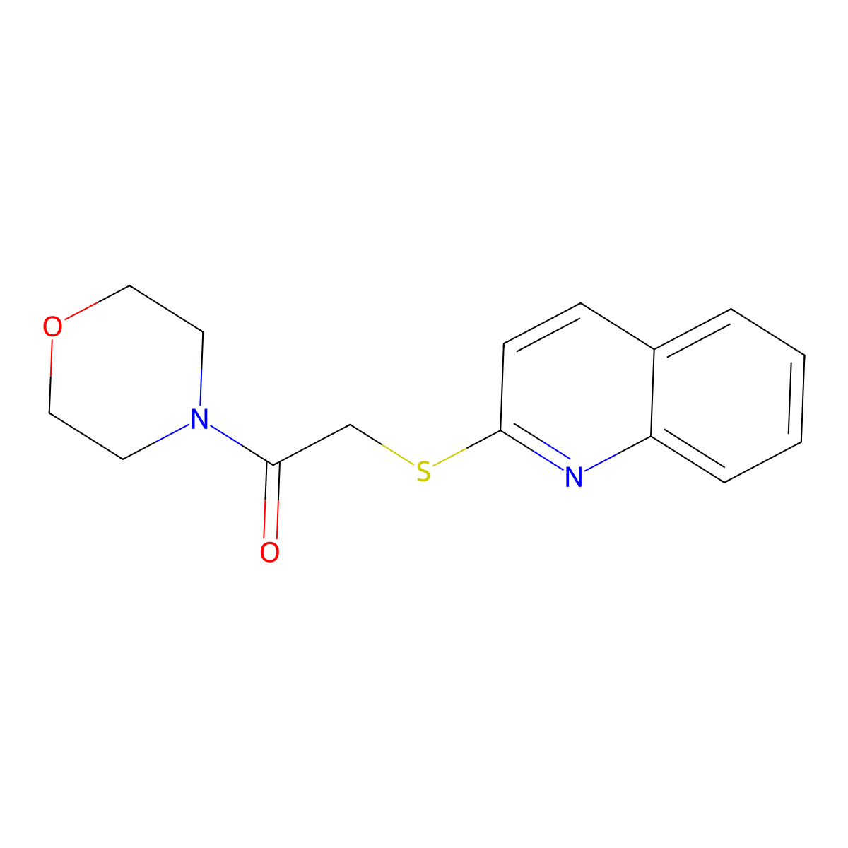 1-Morpholino-2-(quinolin-2-ylthio)ethanone molecular structure, CAS 341940-35-0