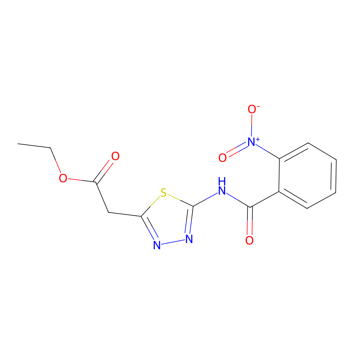 Ethyl 2-[5-[(2-nitrobenzoyl)amino]-1,3,4-thiadiazol-2-yl]acetate molecular structure, CAS 341941-68-2