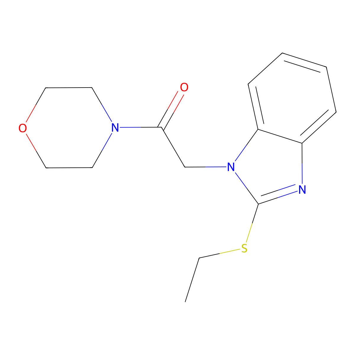 2-(2-Ethylsulfanylbenzimidazol-1-yl)-1-morpholin-4-ylethanone molecular structure, CAS 341941-81-9