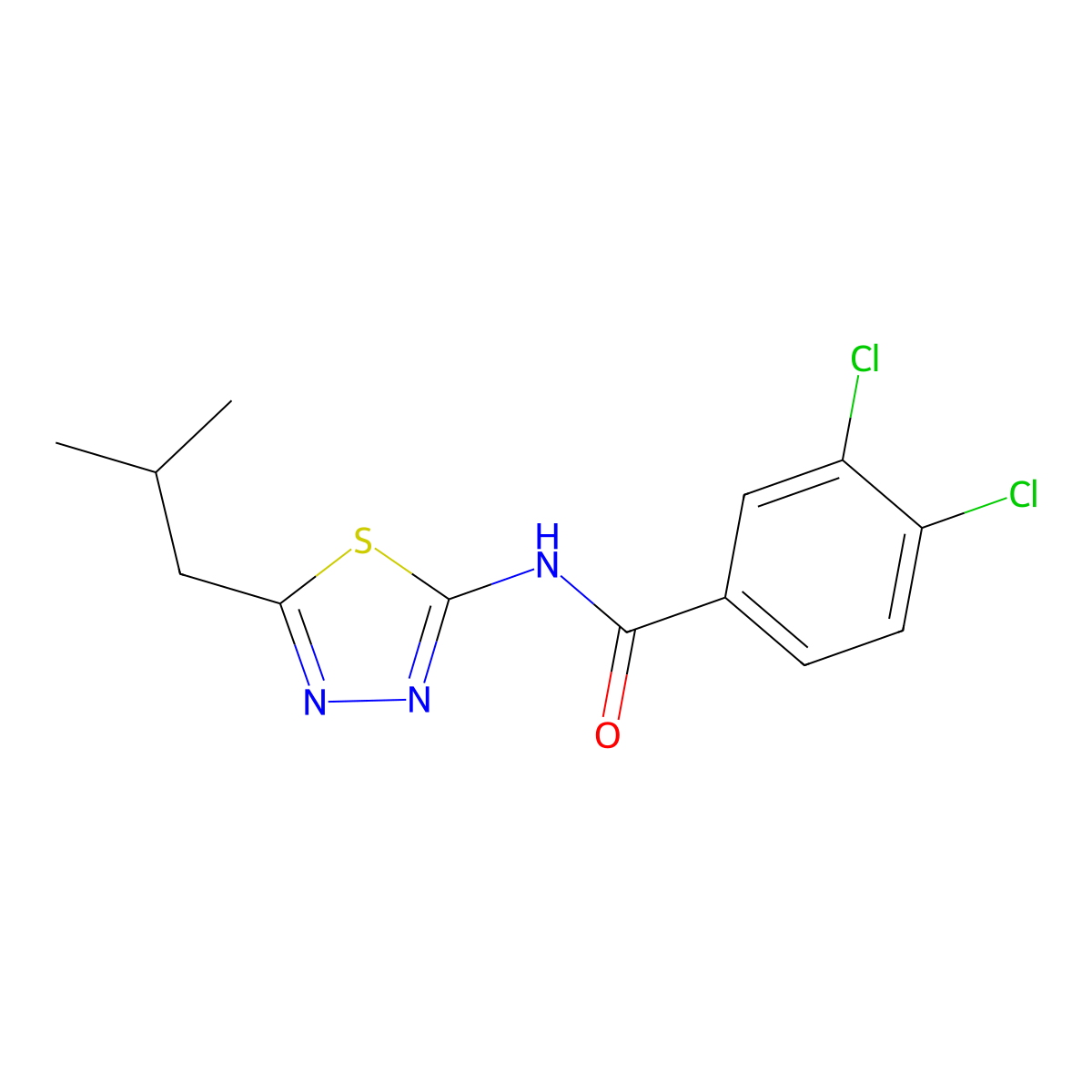 3,4-dichloro-N-[5-(2-methylpropyl)-1,3,4-thiadiazol-2-yl]benzamide molecular structure, CAS 341942-94-7