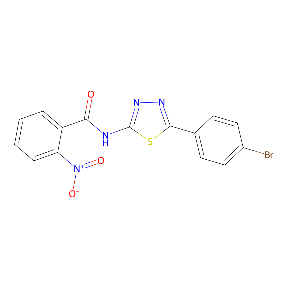 N-[5-(4-bromophenyl)-1,3,4-thiadiazol-2-yl]-2-nitrobenzamide molecular structure, CAS 341943-27-9