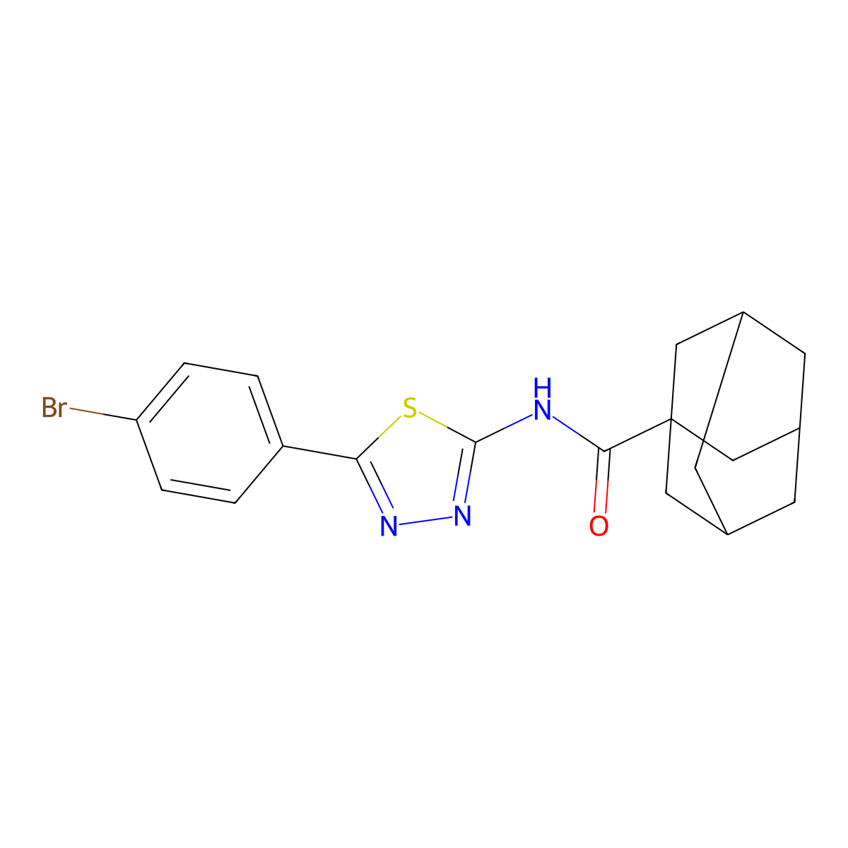 N-[5-(4-bromophenyl)-1,3,4-thiadiazol-2-yl]adamantane-1-carboxamide molecular structure, CAS 341943-31-5