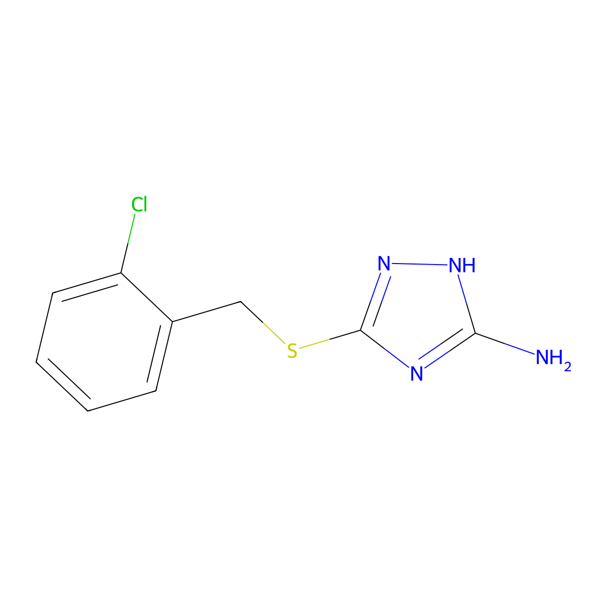 3-[(2-chlorobenzyl)sulfanyl]-1H-1,2,4-triazol-5-ylamine molecular structure, CAS 341944-06-7