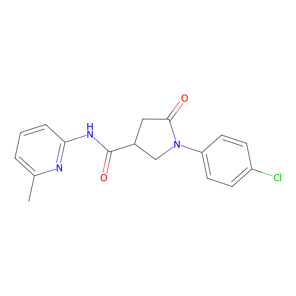 1-(4-chlorophenyl)-N-(6-methylpyridin-2-yl)-5-oxopyrrolidine-3-carboxamide molecular structure, CAS 341951-56-2
